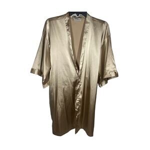 Turquaz Linen Satin Robe Champagne Light Tan Womens Size Small Medium